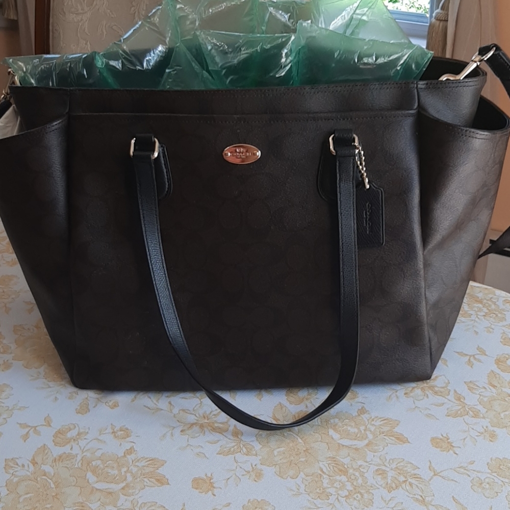 Authentic black and brown Coach diaper bag